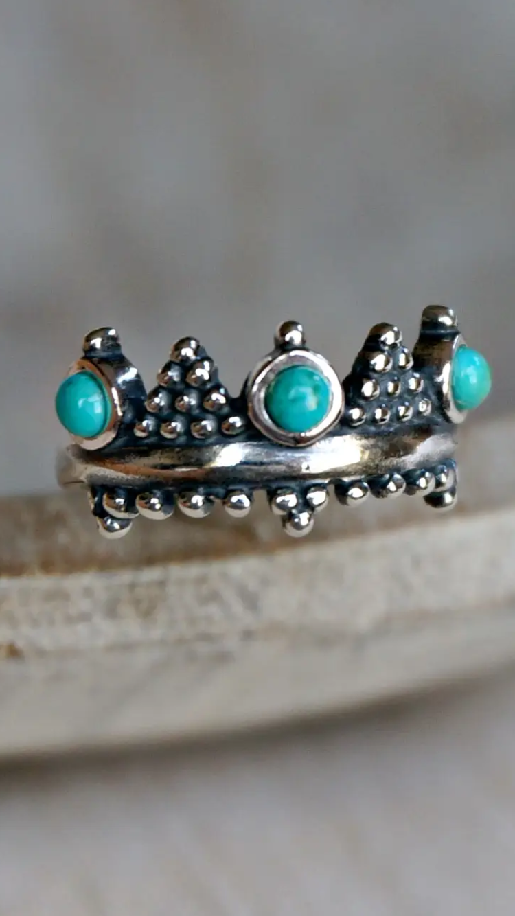 Authentic Turquoise Crown Ring