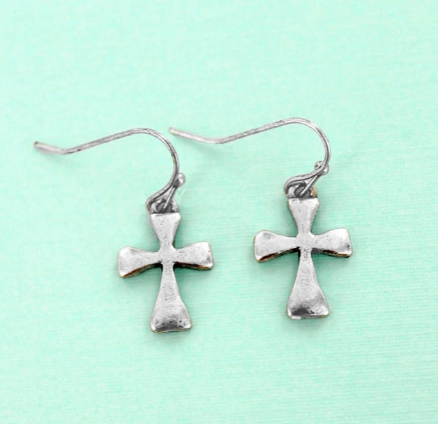 Small Silver Cross Earrings