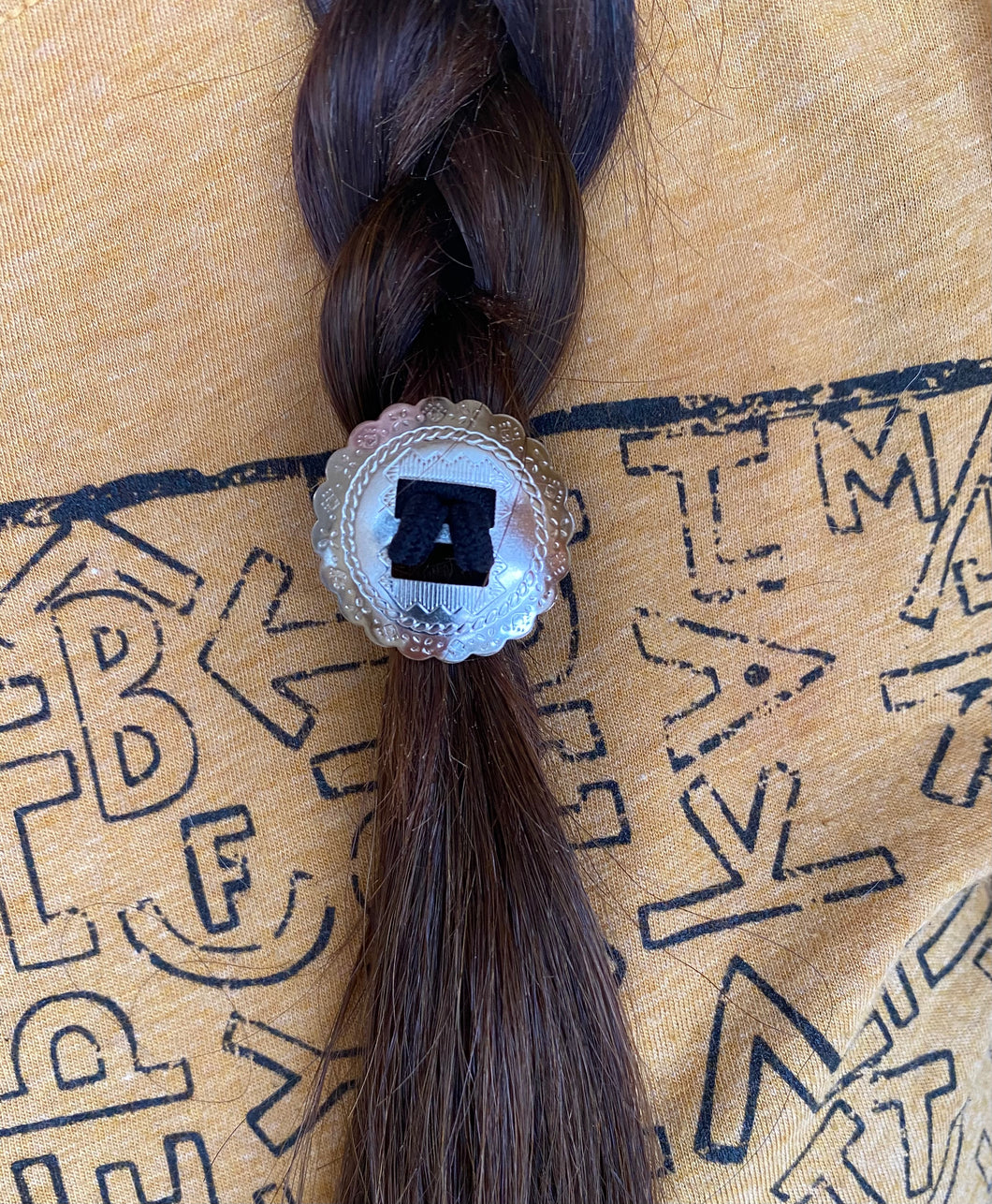 Small Silver Concho Hair Tie